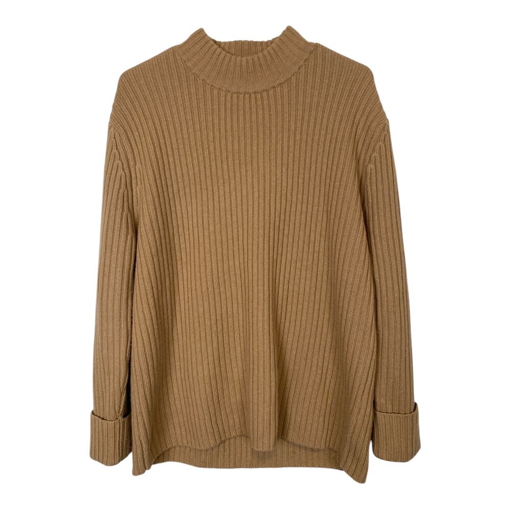 Topshop Women Tan Knit Sweater Open Back Wool Cashmere Blend Size US 6
